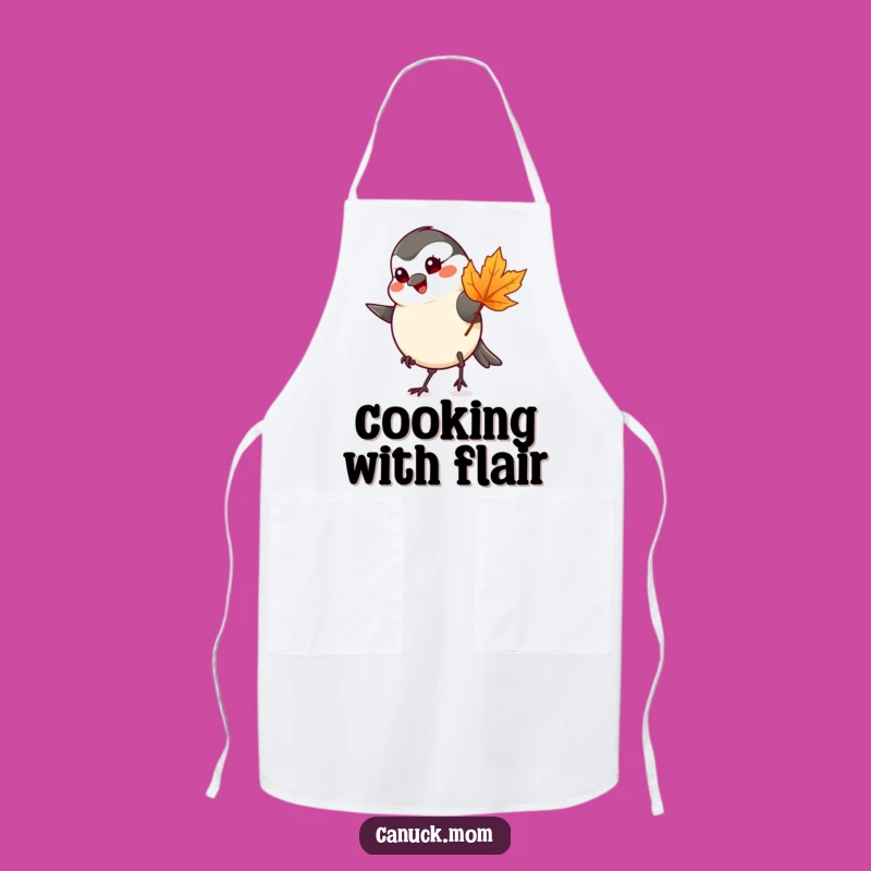 Funny Chickadee Maple Leaf Apron - Cheerful Cooking Kitchen Gift