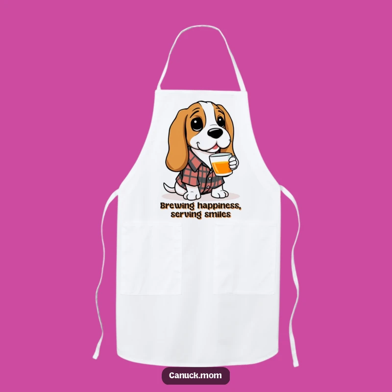 Funny Basset Hound Apron - Chef Hound Plaid Shirt, Kitchen Funny Gift