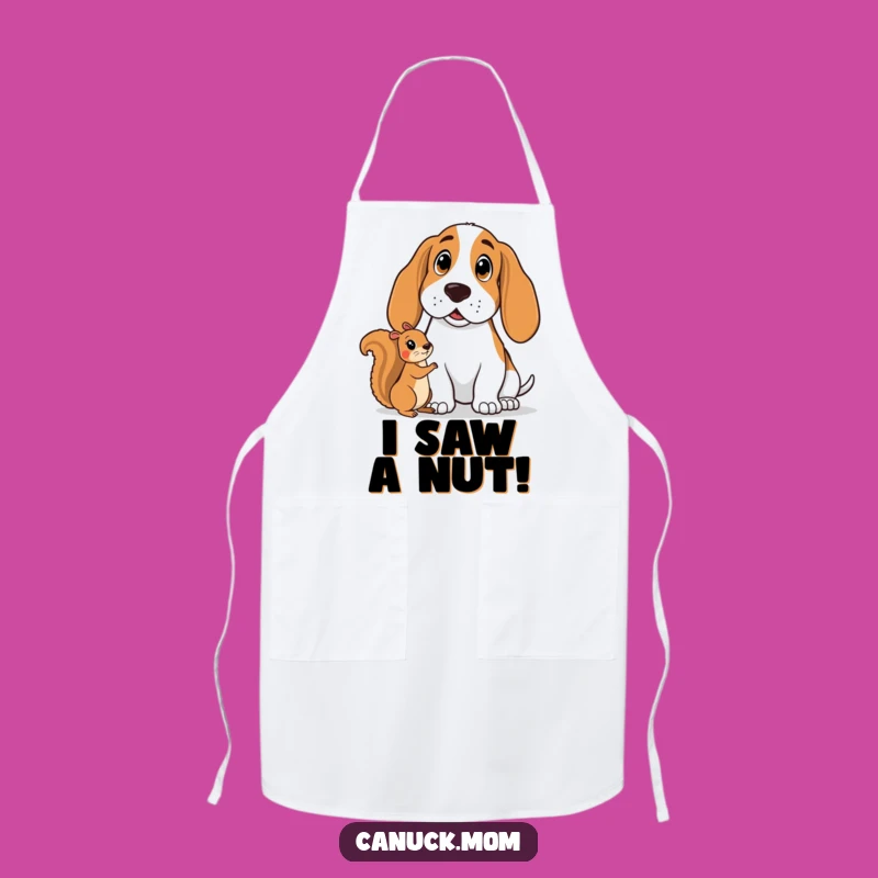Funny Basset Hound Surprise Apron - German Shepherd Watching Squirrel, Great Funny Gift
