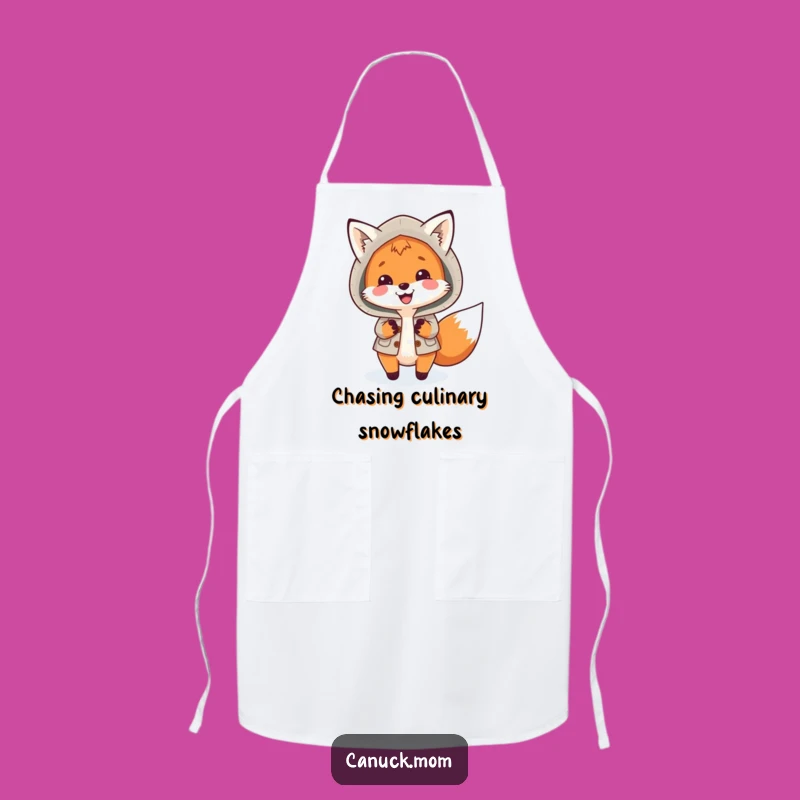 Funny Fox Parka Apron: Playful Arctic Fox Kitchen Wear, Unique Chef Gift!