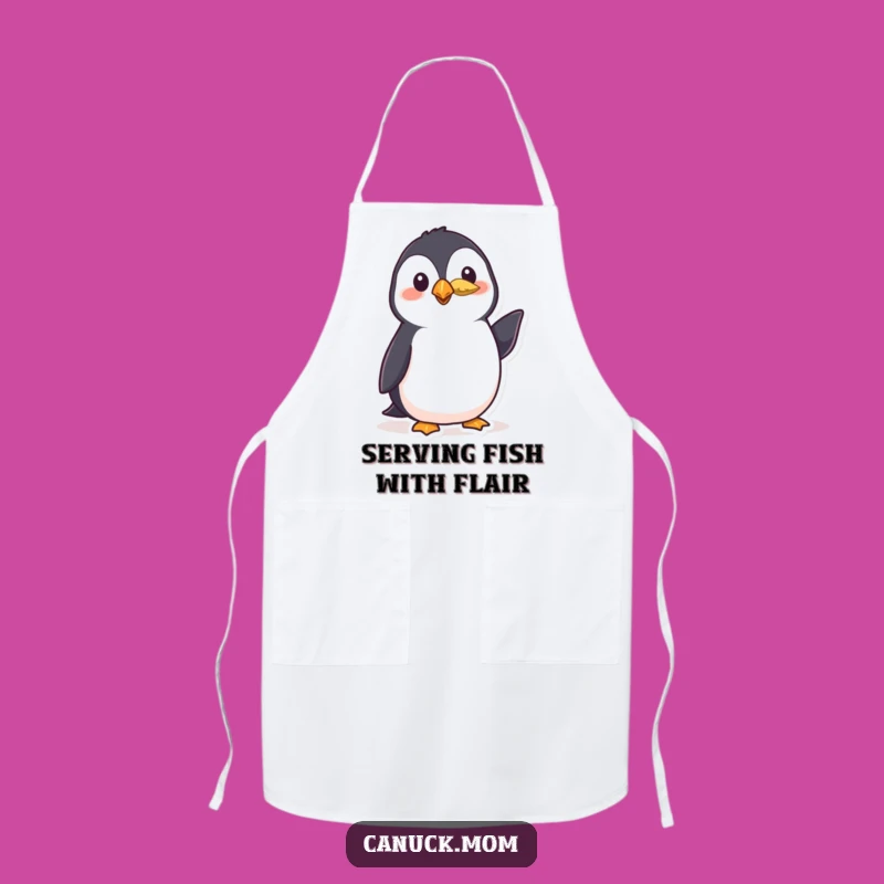 Funny Polite Puffin Apron - Feathered Nod Kitchen Wear, a Hilarious Bird Lover Gift