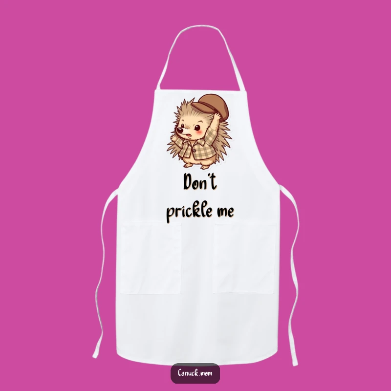 Funny Porcupine Plaid Apron: Playful Hat Tosser Kitchen Gift