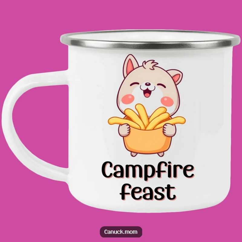 Funny Poutine Character Camping Mug: Delicious Adventures Start Here