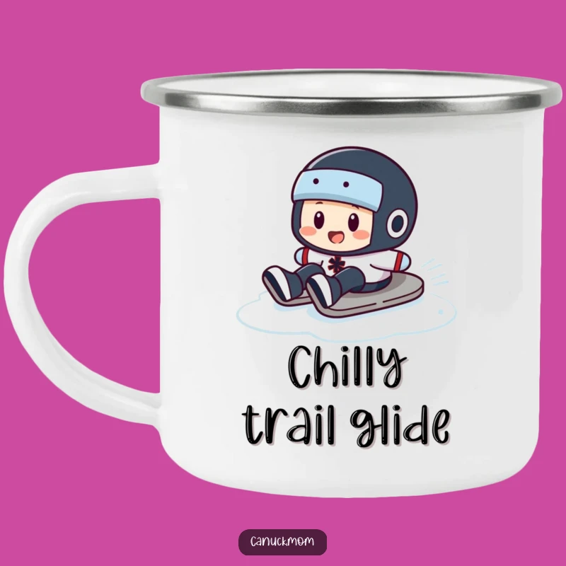 Funny Puck Slide Camping Mug: Outdoor Fun with Hockey Humor