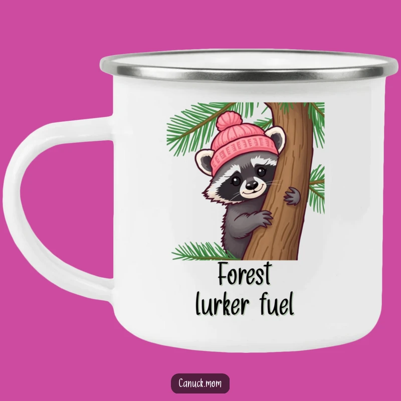Funny Raccoon Hat Camping Mug: Durable Raccoon Mug for Outdoors, Forest Gift!