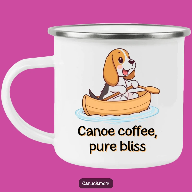 Funny Basset Hound Canoe Camping Mug - Adventure Pup Brew, Unique Funny Gift