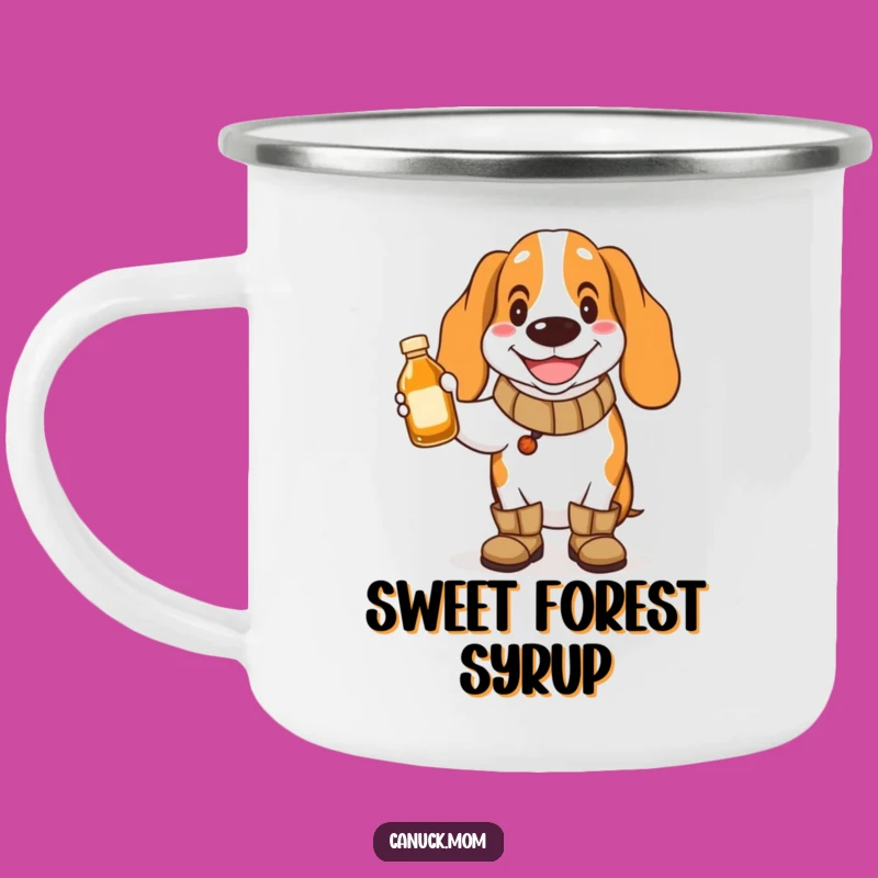 Funny Basset Hound Maple Syrup Camping Mug - Cheerful Boots Dog, Outdoor Sweet Funny Gift