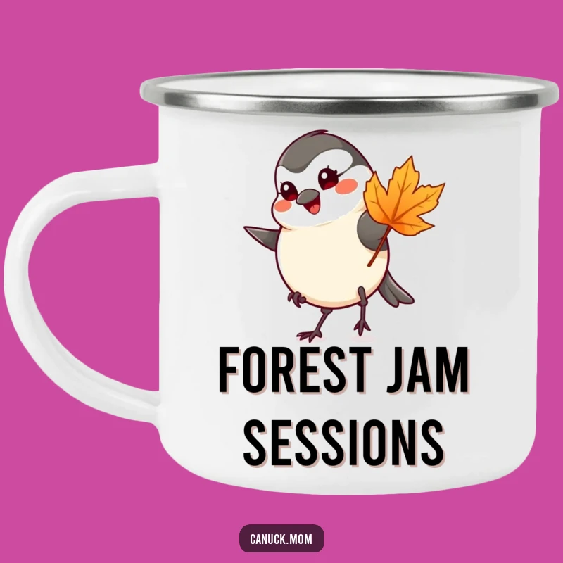 Funny Chickadee Maple Leaf Camping Mug - Outdoor Bird Gift