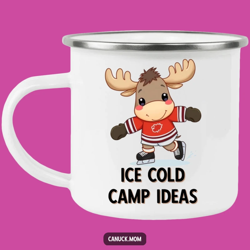 Funny Moose Hockey Camping Mug: Cheerful Skater, Rugged Sports Gift