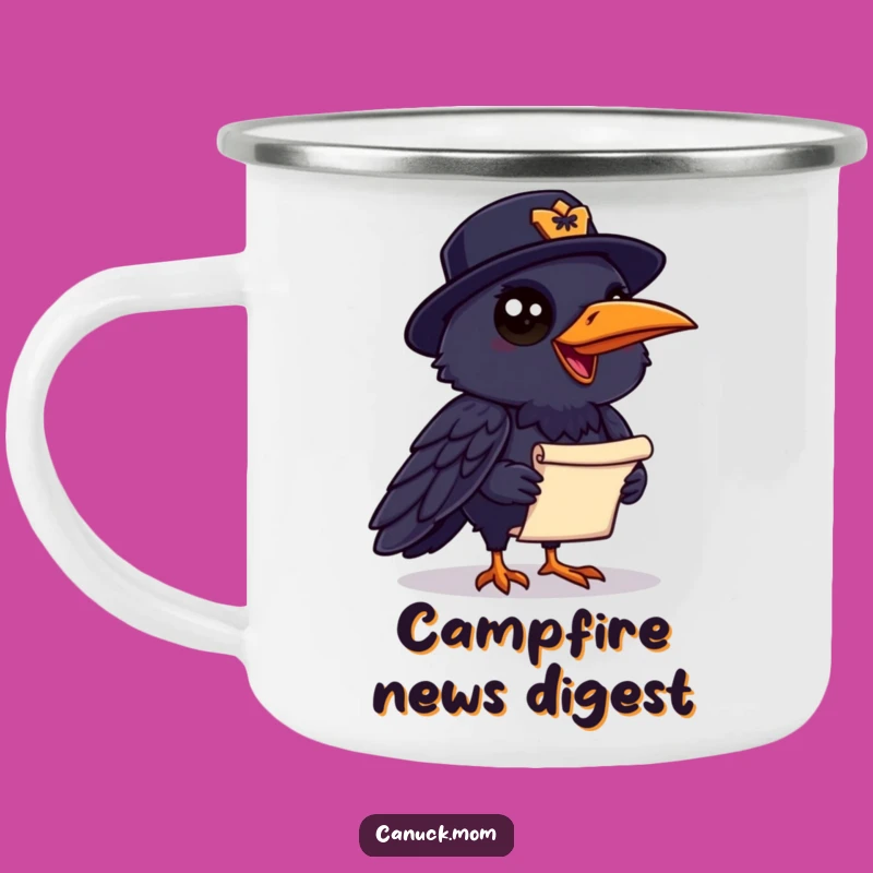 Outdoor Funny Raven Mountie Camping Mug: Chatty Bird, Scroll - Adventure Gift!