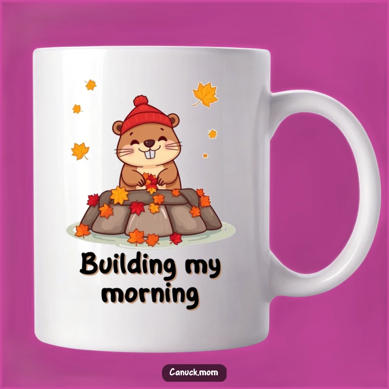 Funny Beaver Dam Mug - Canadian Maple Leaf Builder, Perfect Canada Funny Gift