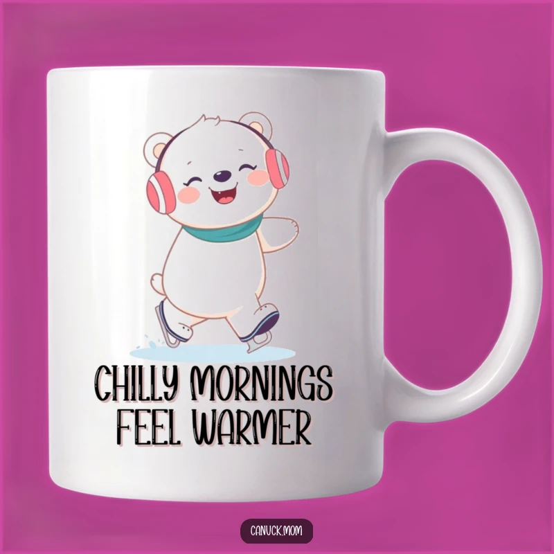Funny Polar Bear Ice Skating Mug: Giggling Arctic Friend for a Perfect Humorous Gift