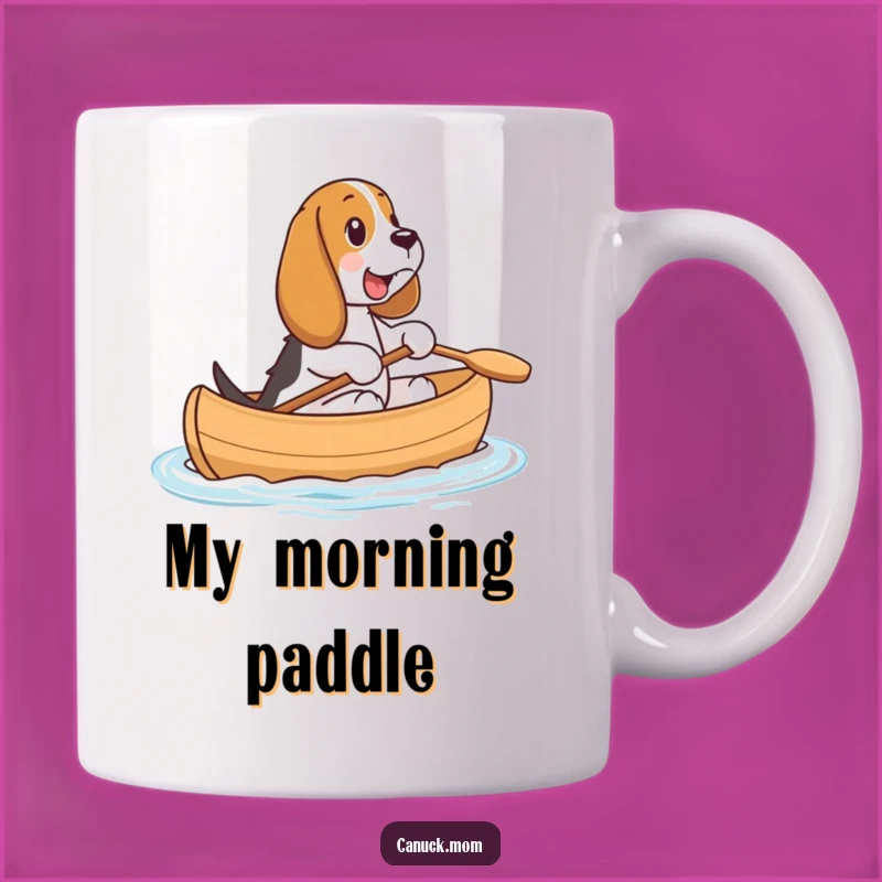 Funny Basset Hound Canoe Mug - Happy Dog Adventure, Unique Funny Gift