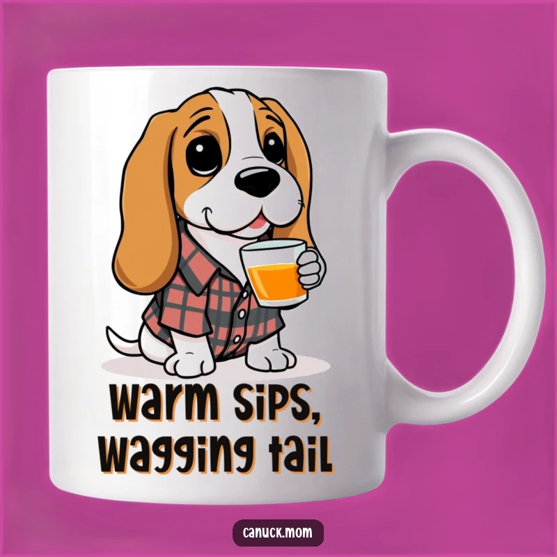 Funny Basset Hound Tea Lover Mug - Adorable Plaid Hound, Perfect Funny Gift