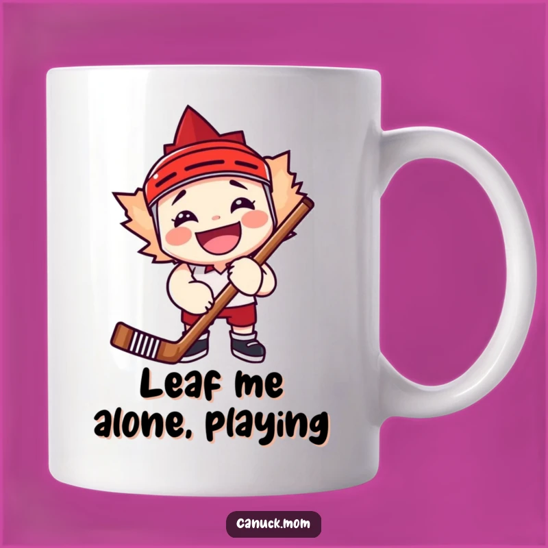 Funny Maple Leaf Hockey Fan Mug, Enthusiast Grinning Stick Humor Gift