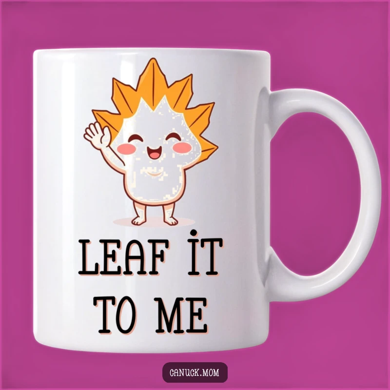 Funny Maple Leaf Wave Mug: Cheerful Character, Perfect Sunny Day Funny Gift