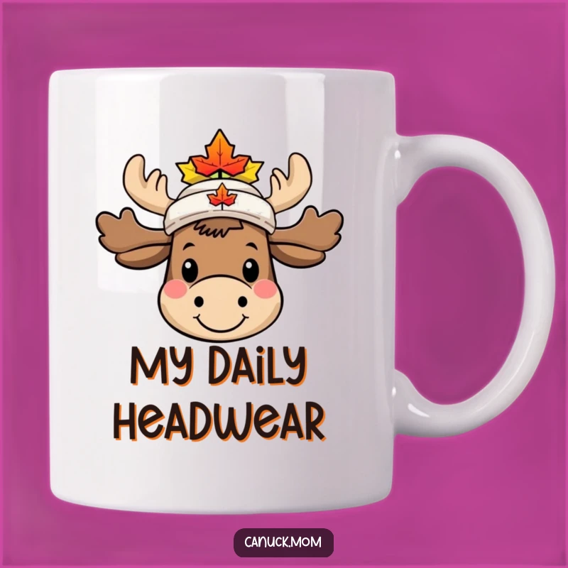 Funny Moose Maple Leaf Hat Mug - Adorable Canadian Character Gift Idea