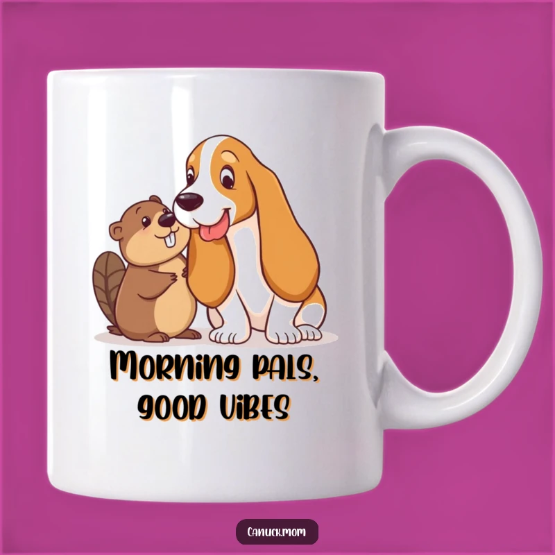 Funny Basset Hound & Beaver Mug - Playful Pals Design, Unique Funny Gift