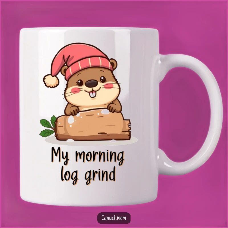 Funny Beaver Toque Mug, Festive Log Chopping Gift, Canadian Humor for Him