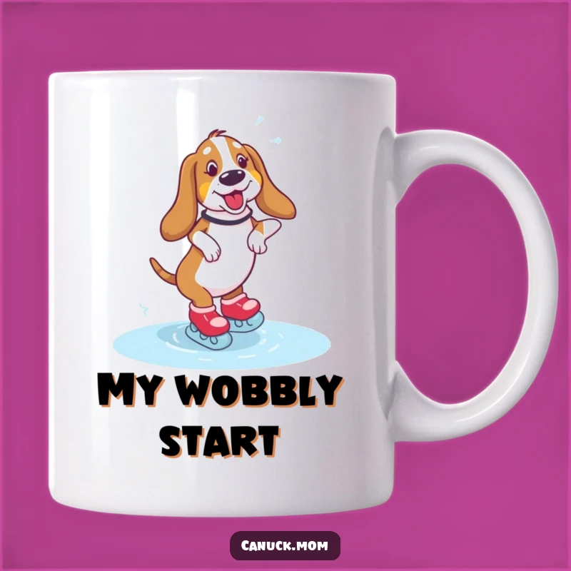 Funny Basset Hound Skating Mug - Wobbling Ice Paw-ty Gift for Dog Lovers