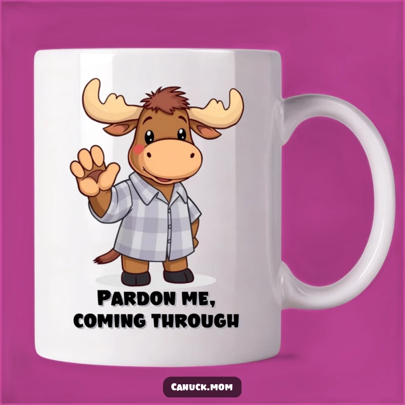 Funny Moose Waving Checkered Shirt Mug: Hilarious Woodland Creature Gift