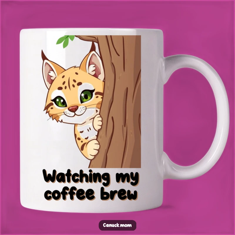 Funny Curious Lynx Mug - Peek into Humor, Perfect Gift for Nature Lovers
