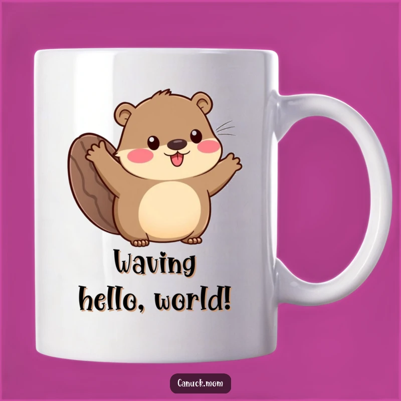 Funny Beaver Tail Animal Mug: Enthusiastic Greetings, Perfect Funny Gift