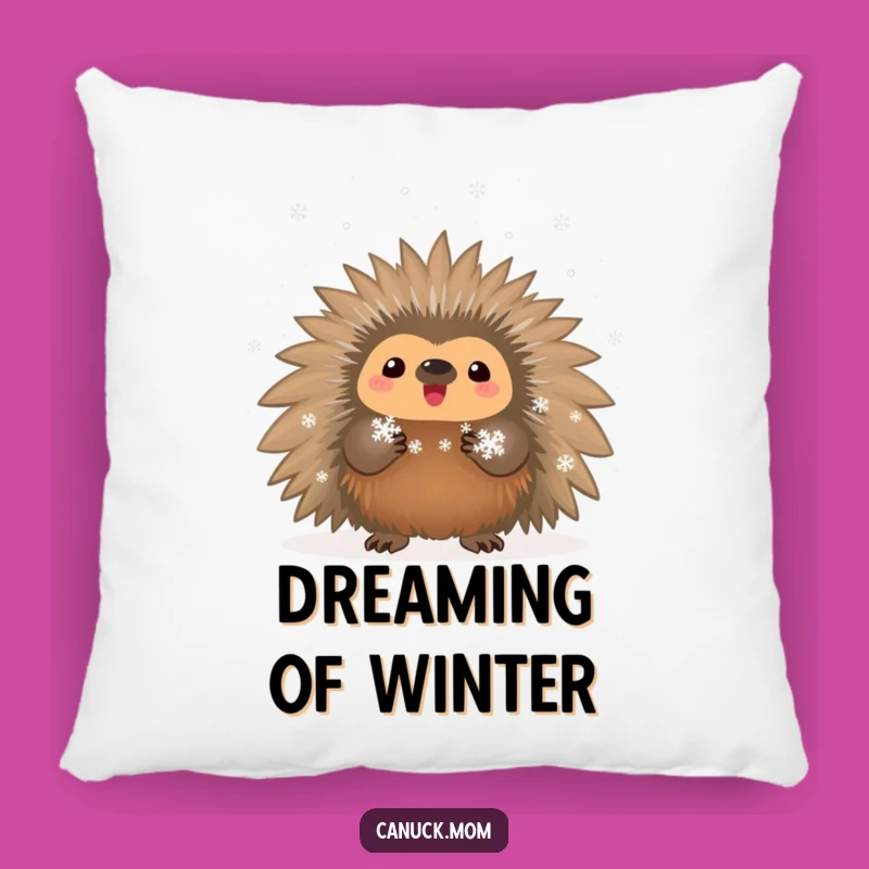Funny Porcupine Snowflake Pillow - Cozy Winter Accent Pillow Gift