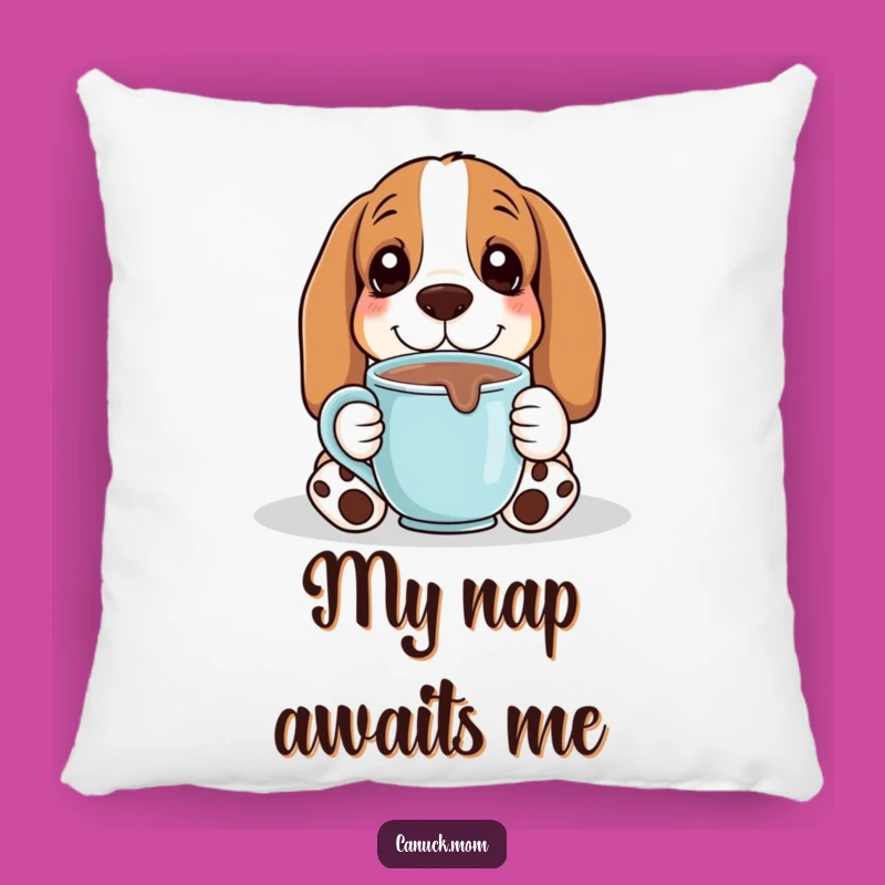 Funny Basset Hound Hot Chocolate Cozy Pillow: Ultimate Comfy Decor Gift