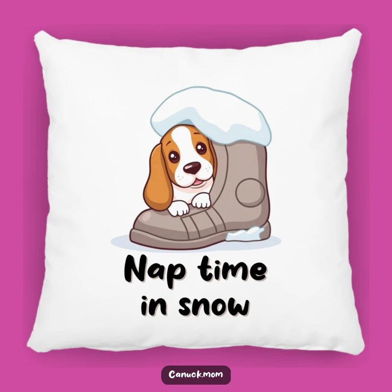 Funny Basset Hound Snowshoe Pillow - Cozy Winter Accent