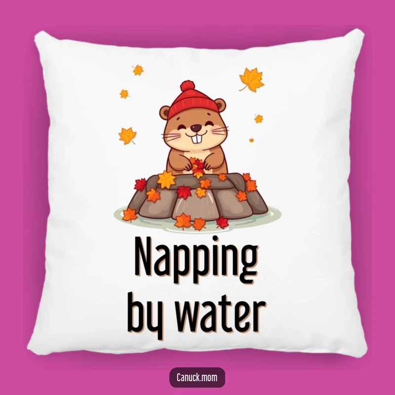 Funny Beaver Pillow - Canadian Dam Building Cushion, Hilarious Canada Funny Gift