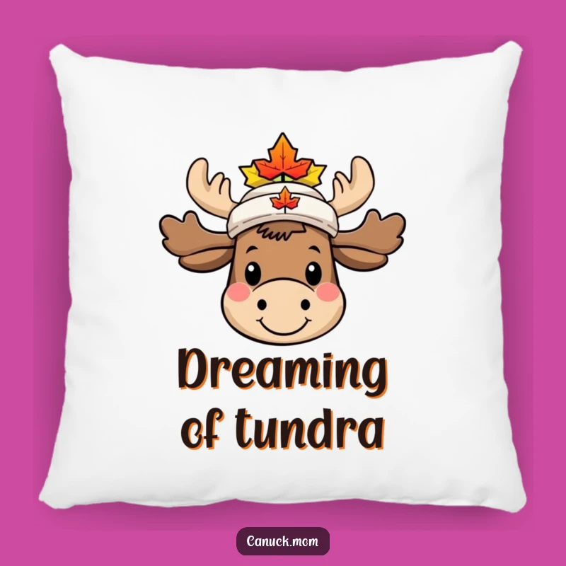 Funny Moose Maple Leaf Hat Pillow - Cozy Canadian Character Decor