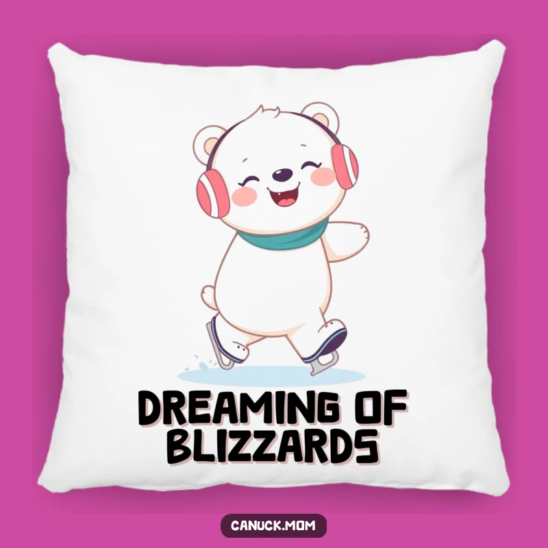 Funny Polar Bear Ice Skating Pillow: Giggling Arctic Companion for Cozy Comfort