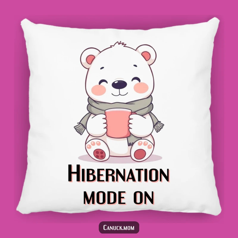 Funny Polar Bear Pillow: Cozy Scarf Bear Cushion, A Soft Funny Gift