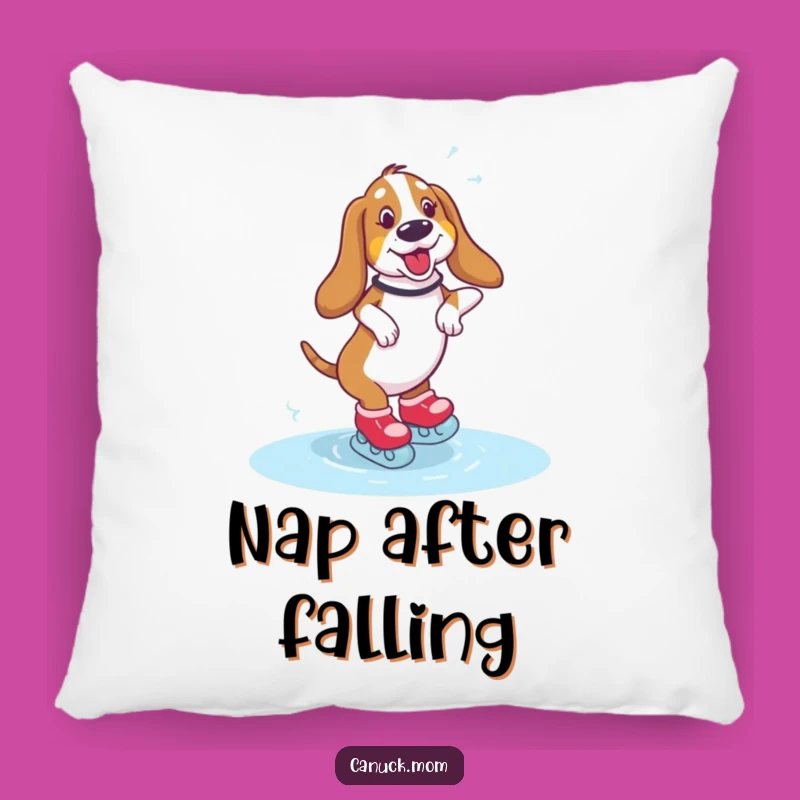 Funny Basset Hound Skating Pillow - Wobbling Ice Paw-ty Cushion Gift