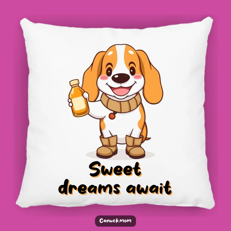 Funny Basset Hound Maple Syrup Pillow - Cheerful Boots Dog, Comfy Sweet Funny Gift
