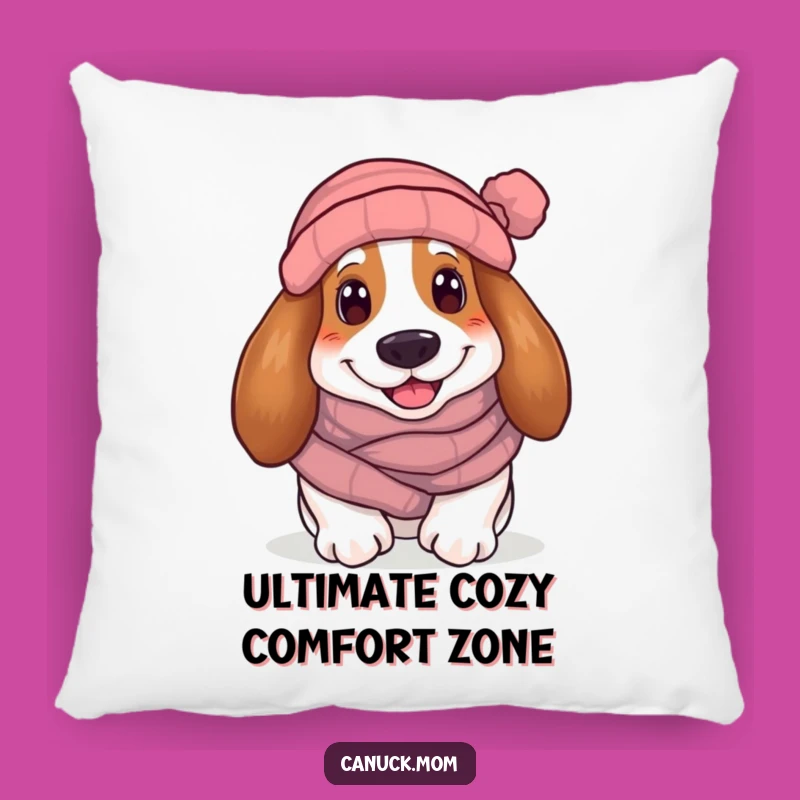 Funny Cozy Basset Hound Pillow: Warm Winter Dog Snuggles, Comfy Funny Gift