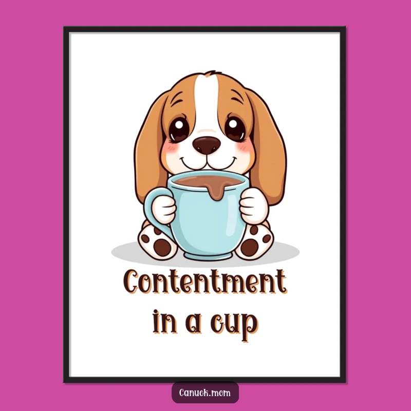 Funny Basset Hound Hot Chocolate Cozy Contentment Digital Art: Instant Hygge Gift
