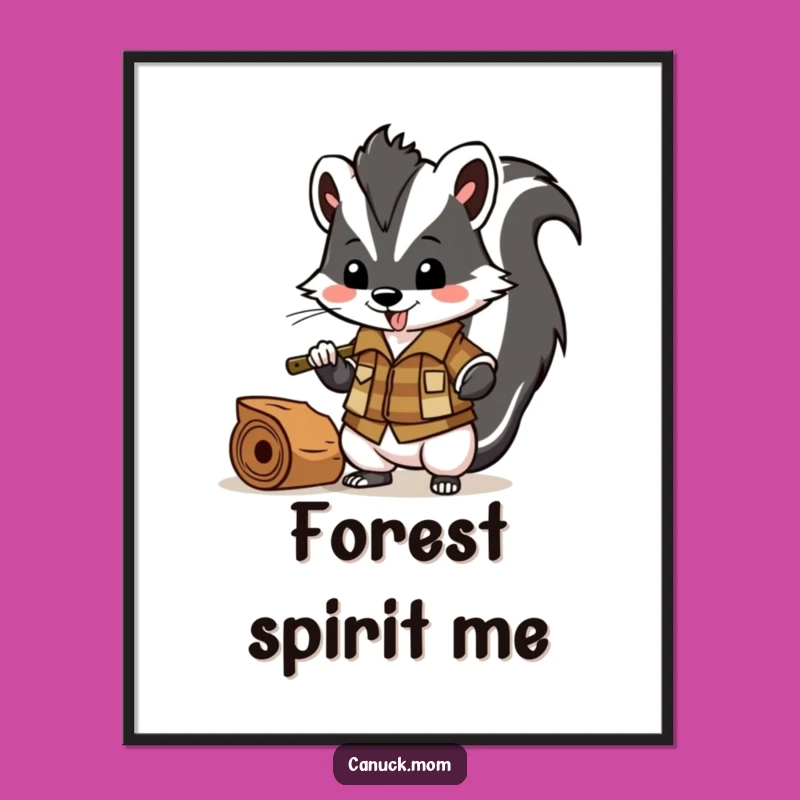 Funny Skunk Lumberjack Digital Art: Chopper Bandit Woodland Downloadable Print