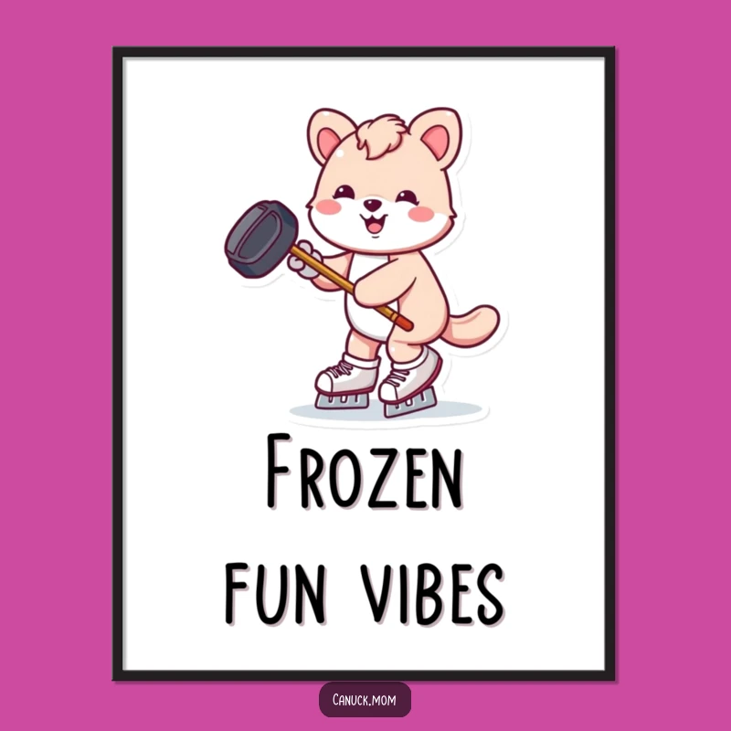 Funny Hockey Animal Skating Digital Art Print - Instant Action!