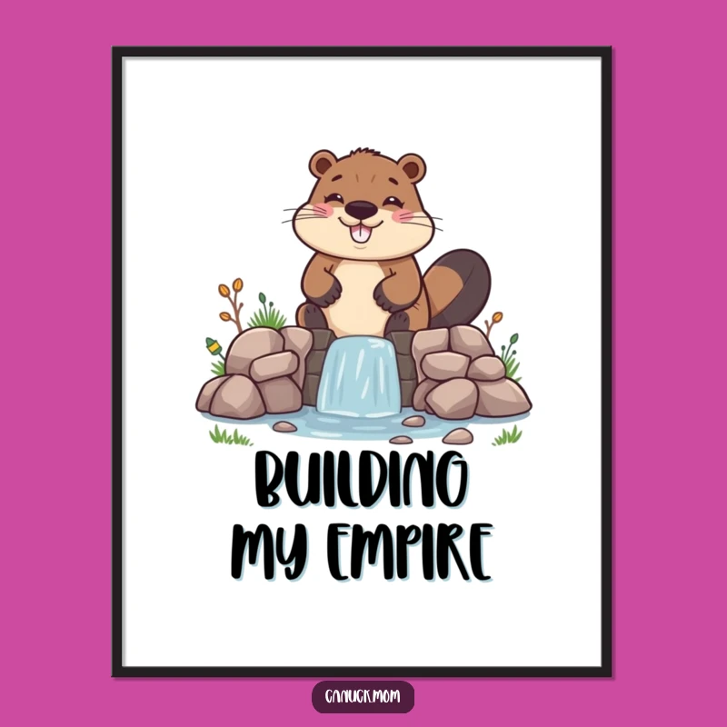Funny Beaver Building Dam Digital Art - Instant DIY Humor Print