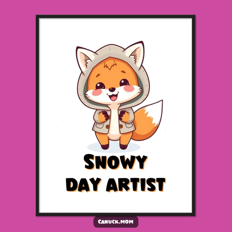Funny Fox Parka Digital Print: Playful Arctic Fox Art for Instant Download, Gift!