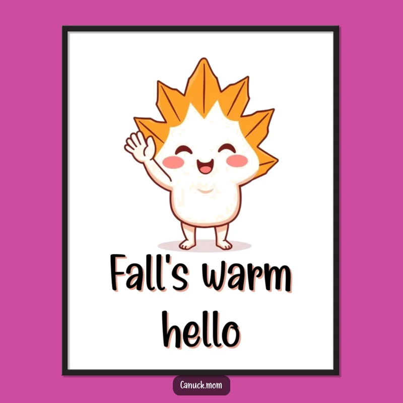 Funny Maple Leaf Wave Digital Art: Instant Cheer with a Waving Character