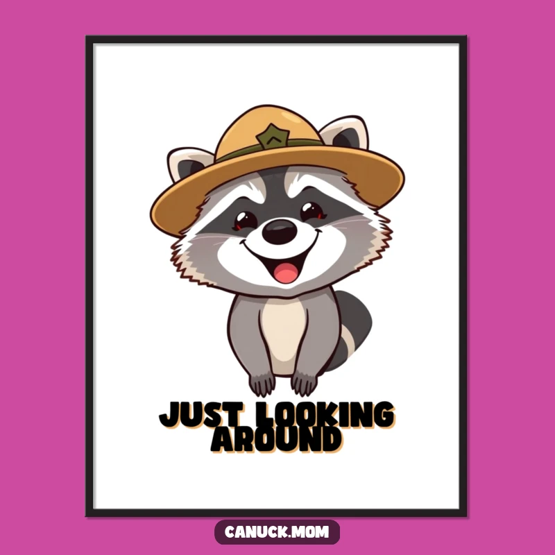 Funny Raccoon Ranger Digital Art: Instant Explorer Download - Perfect Funny Gift