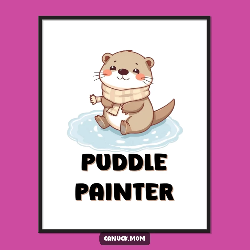 Funny Otter Scarf Digital Print: Happy Otter Art for Instant Download, Gift!