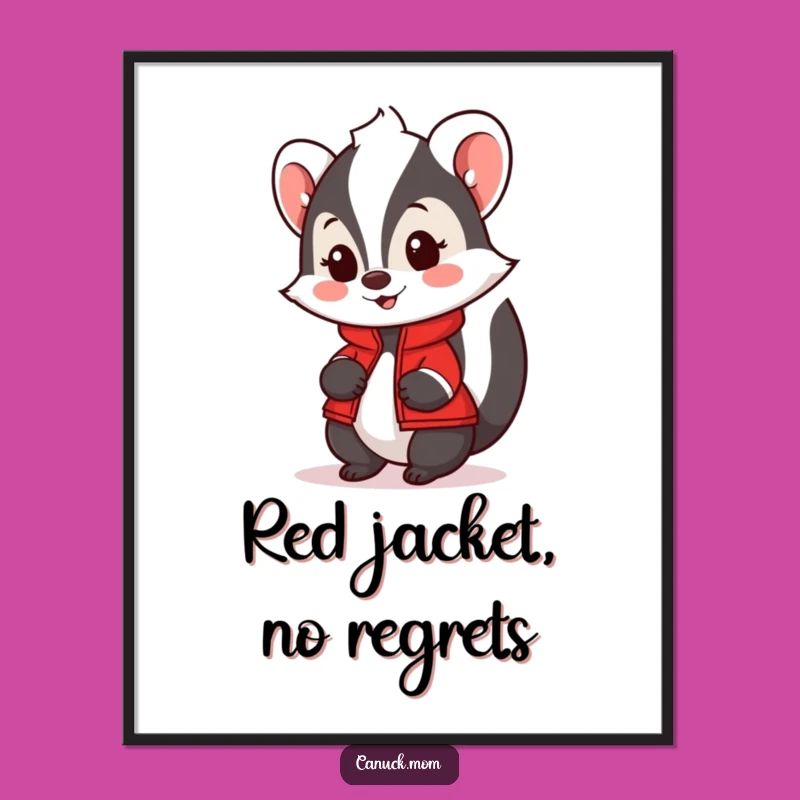 Funny Skunk Digital Art Print with Red Jacket - Instant Friendly Charm for Your Walls