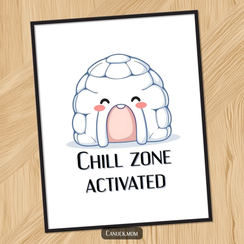 Smiling Igloo Digital Art Print with a friendly face, offering instant cozy winter cheer.