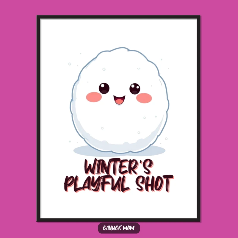 Funny Kawaii Snowball Digital Print: Decorate Instantly with This Throwing Character, an Instant Funny Gift!
