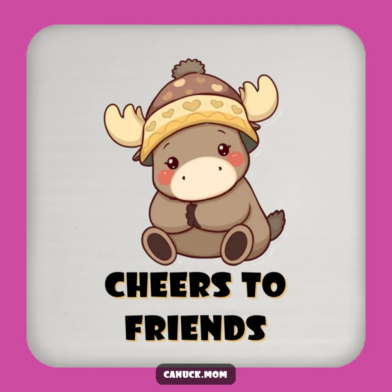 Funny Toque Character Moose Hug Coasters: Protect Surfaces with Warmth