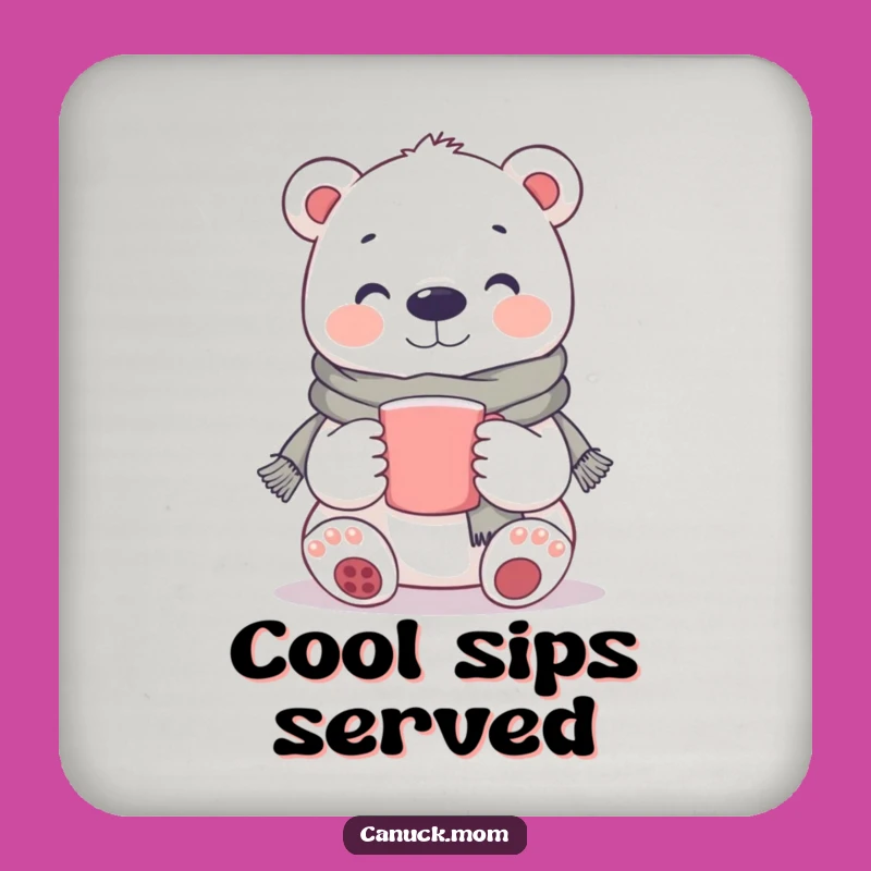 Funny Polar Bear Coaster: Protect Surfaces with Cozy Winter Art